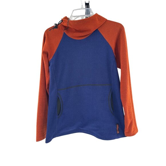 Melanzana Womens Small Blue & Orange Hooded Pullover Fleece - Picture 1 of 6